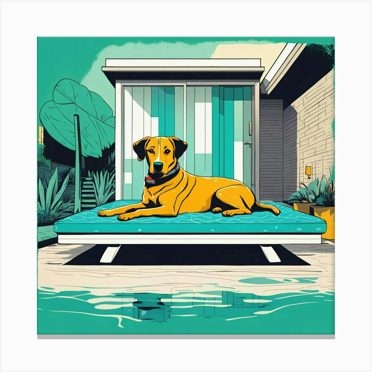 Dog On A Bed Canvas Print by AmazingView - Fy