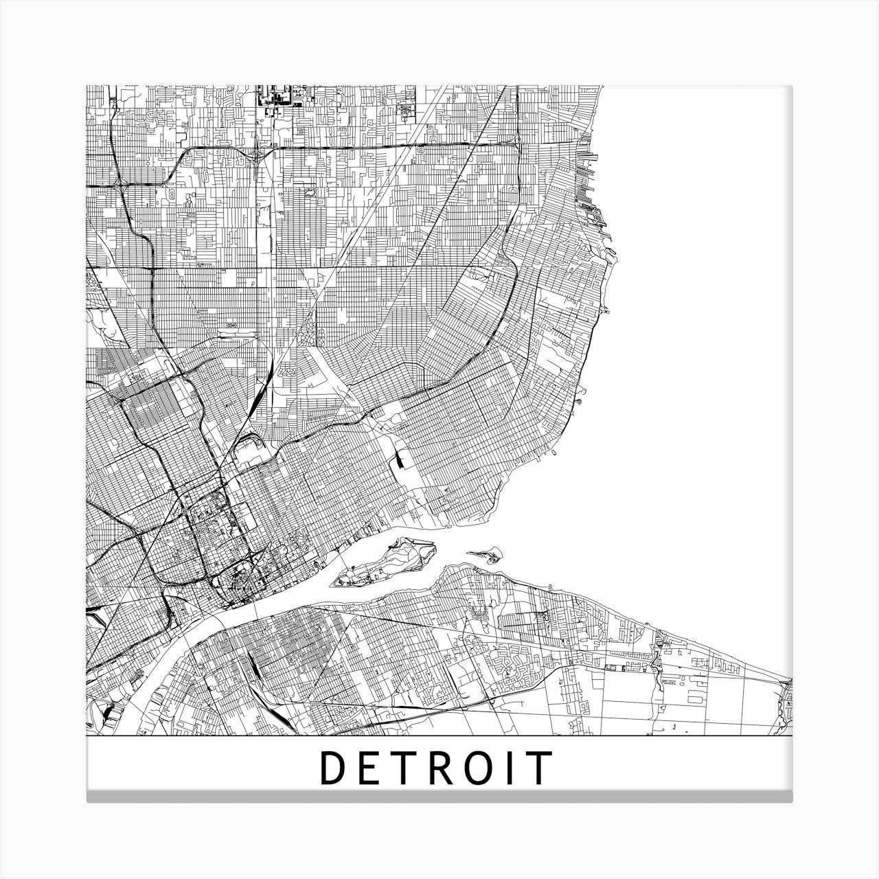 Detroit Map Art Print by multipliCITY - Fy