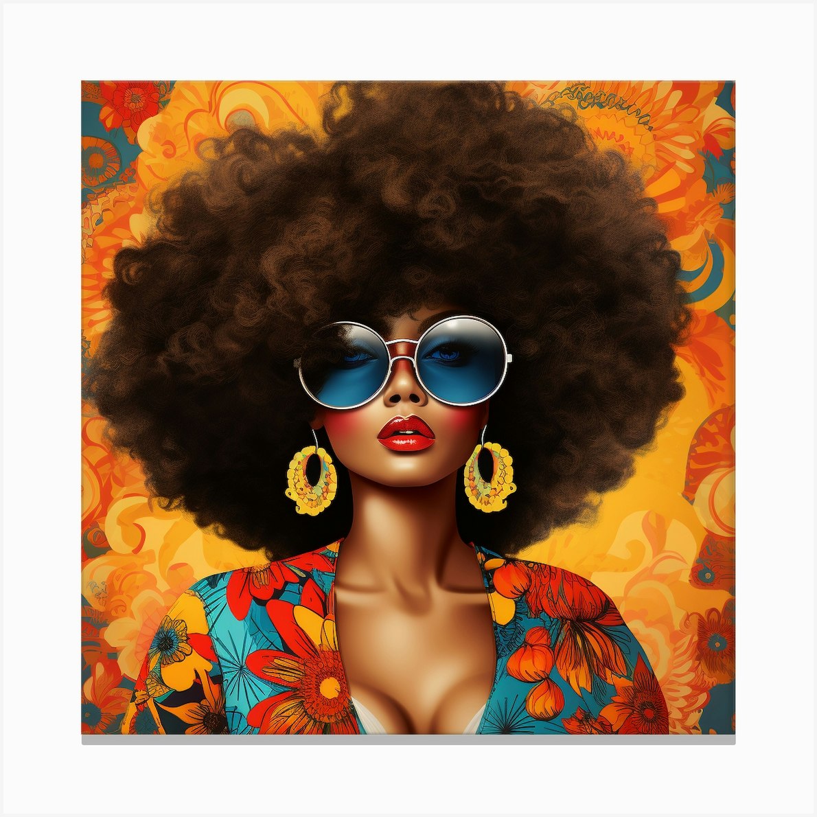 The 70s Inspired Fashion Stylish AfroArt 2 Canvas Print by ArtBirdie - Fy