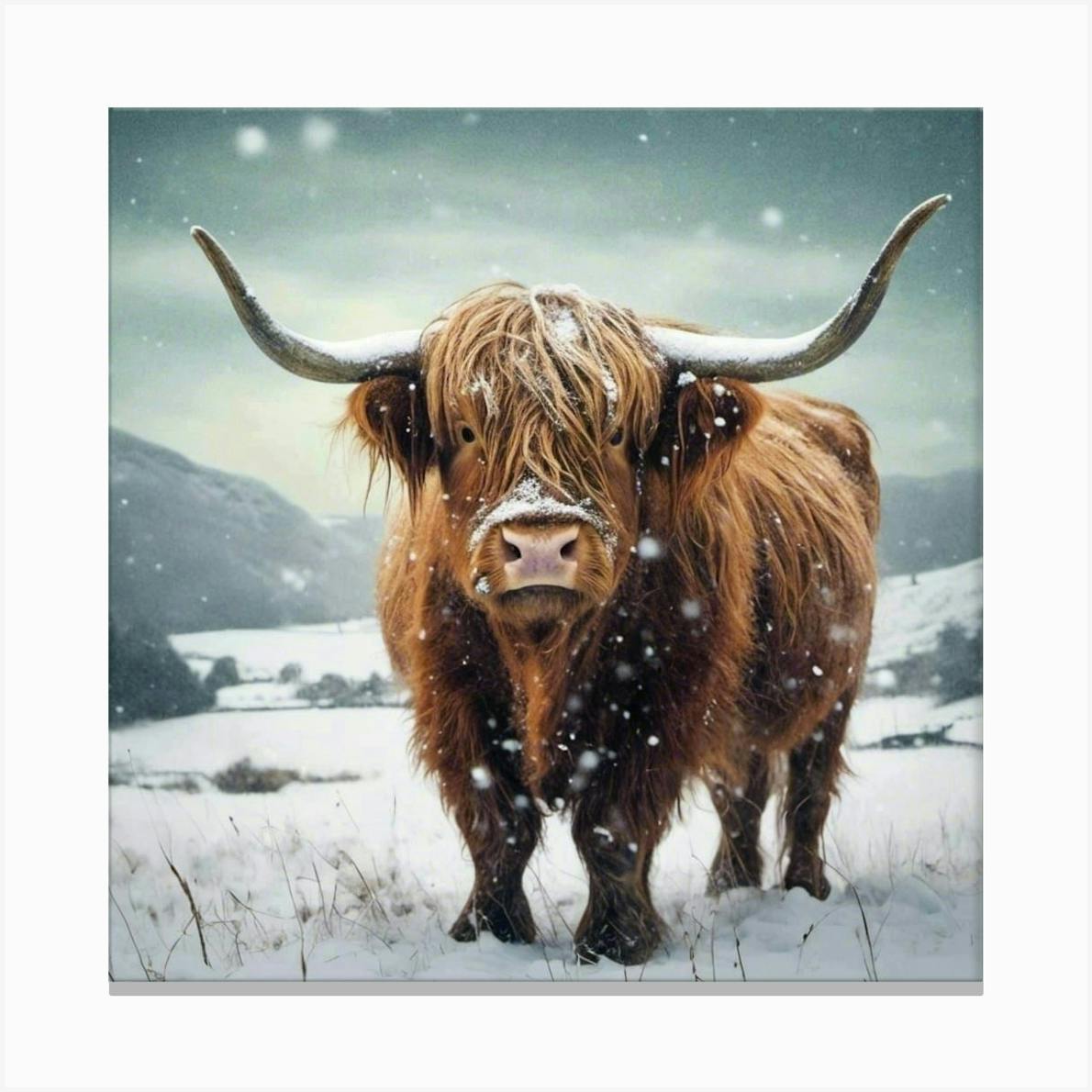 Scottish Highland discount Cow in snow painting