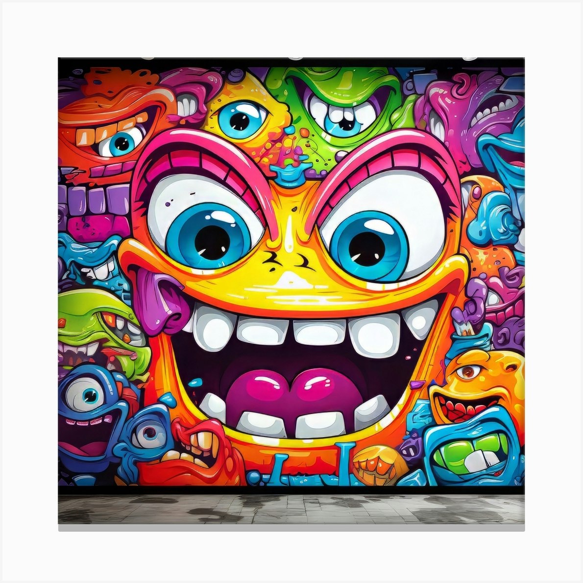 Monster Mural Graffiti Art for wall decor Canvas Print by artistai - Fy