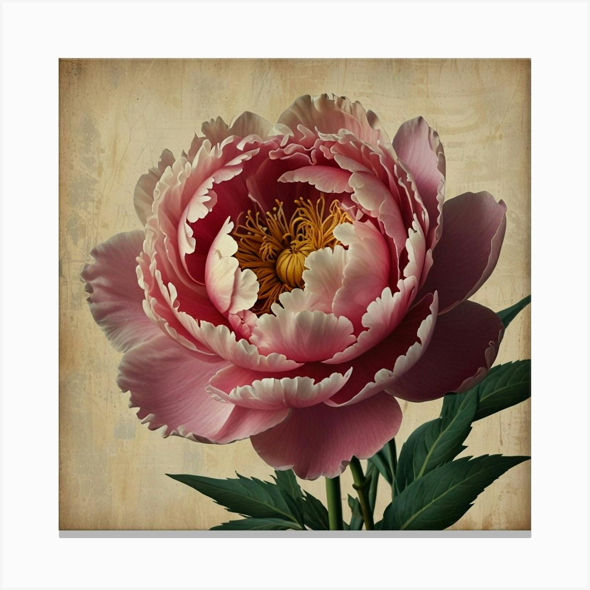 ARTCANVAS Peony Flower Home Decor Square Canvas discount Art Print