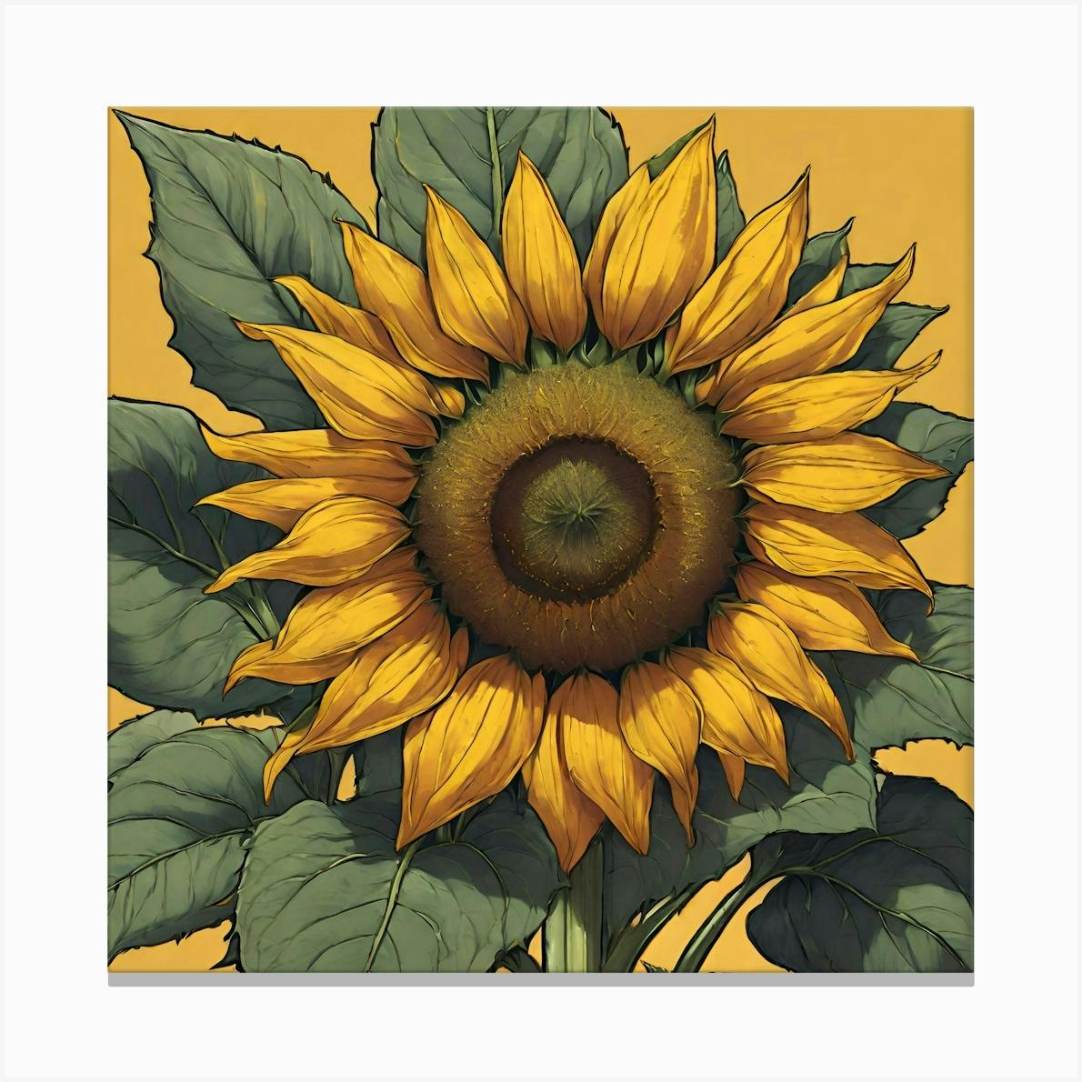 Himawari Sunflower 2 Vintage Japanese Botanical Poster