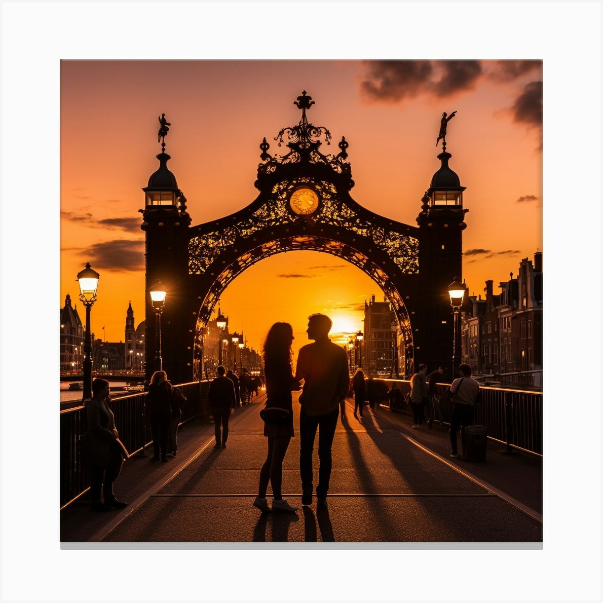 Sunset At Magere Brug Skinny Bridge Amsterdam 14 Canvas Print By Monika Fy 4241