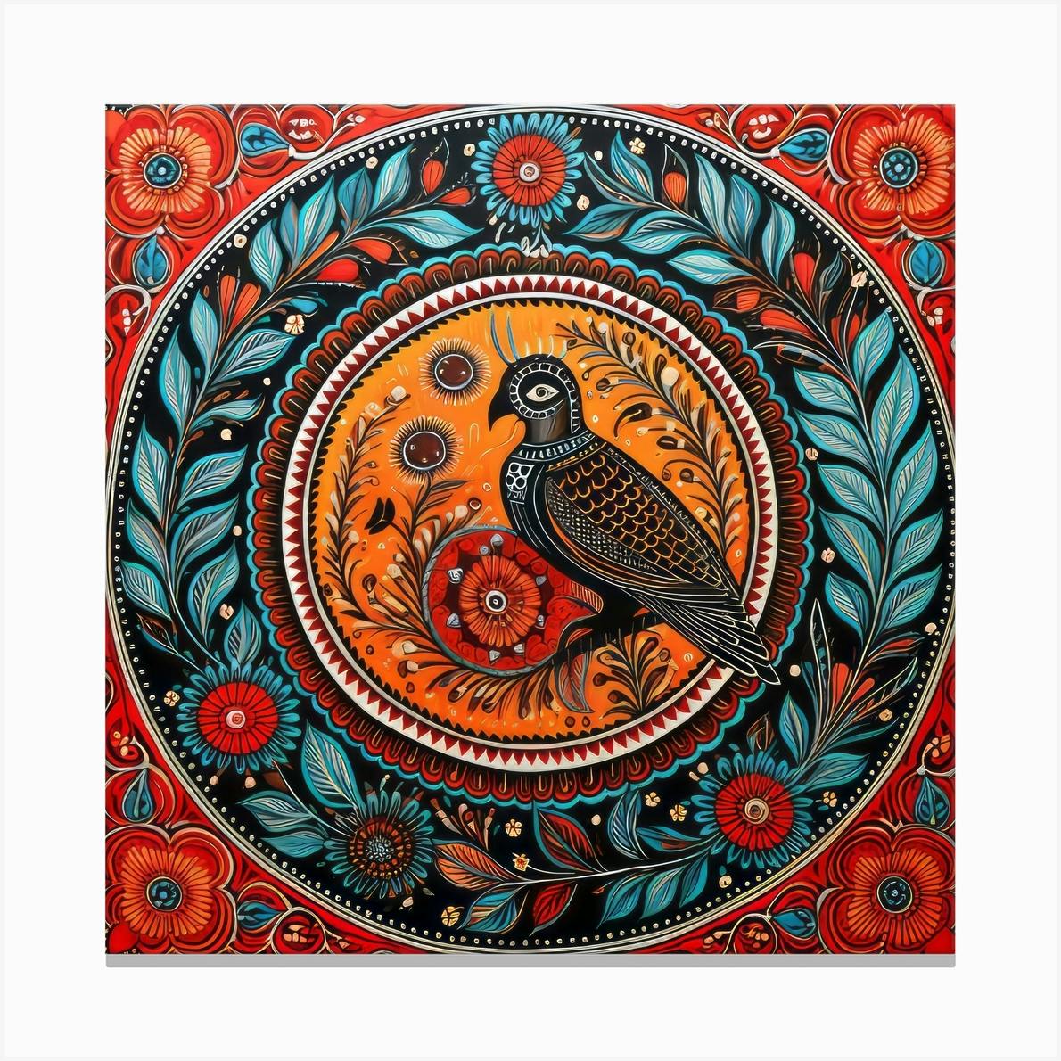 Buy 5 madhubani painting Madhubani painting,Madhubani, Madhubani popular peacock,madhubani bird,madhubani owl peacock painting, home decor