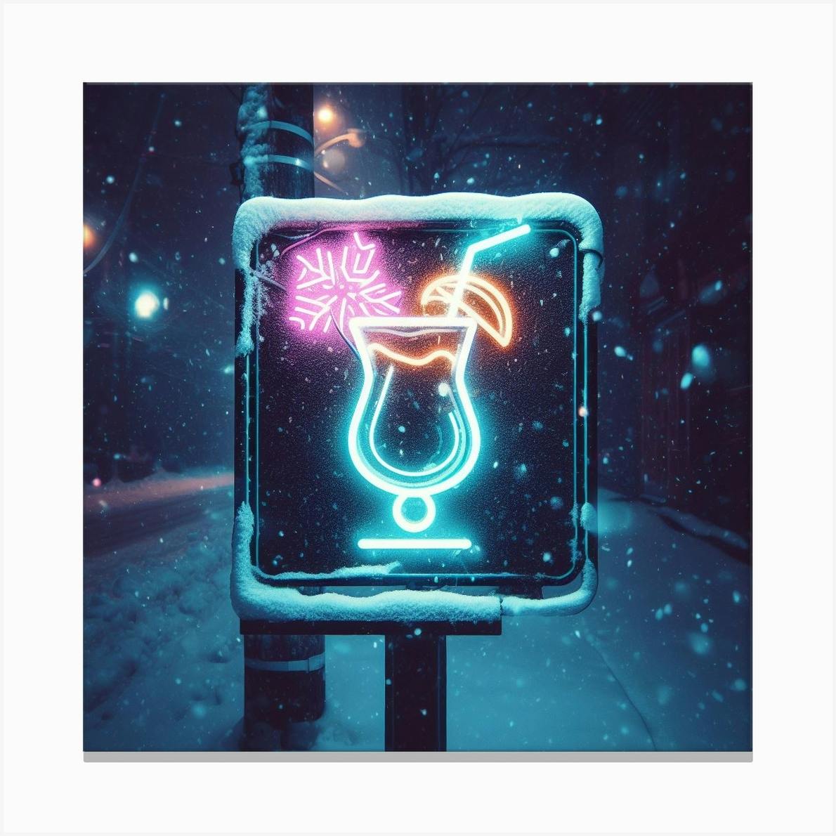 Neon sign shop on canvas