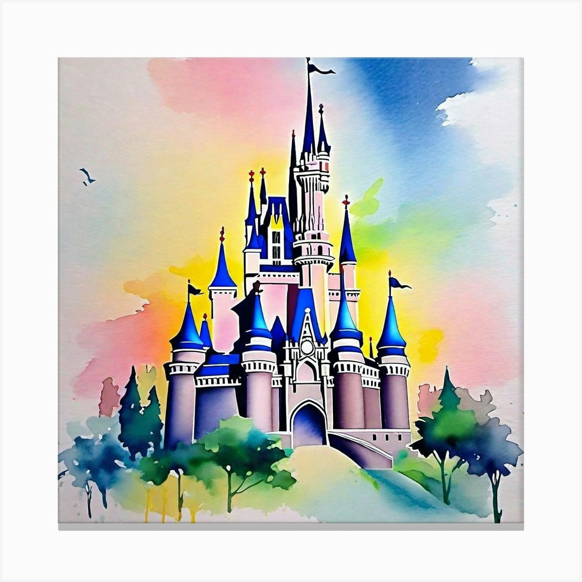 Watercolor Of Cinderella Castle Canvas Print By Noctarius Fy 5771