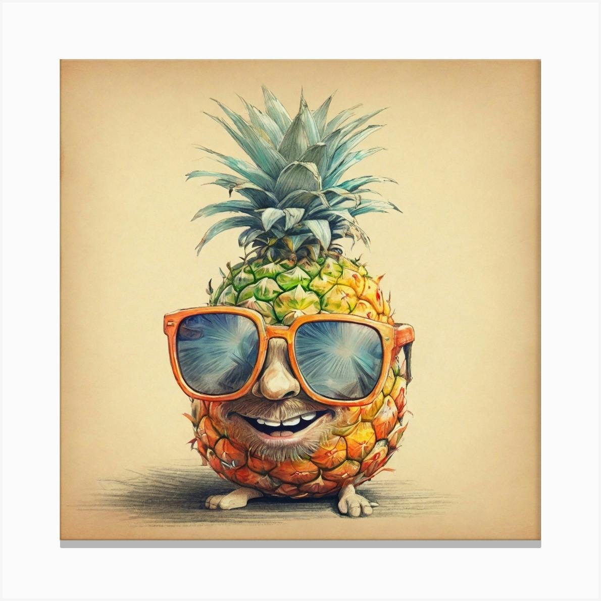 Pineapple In Sunglasses Canvas Print by Artisan Print Studio Fy