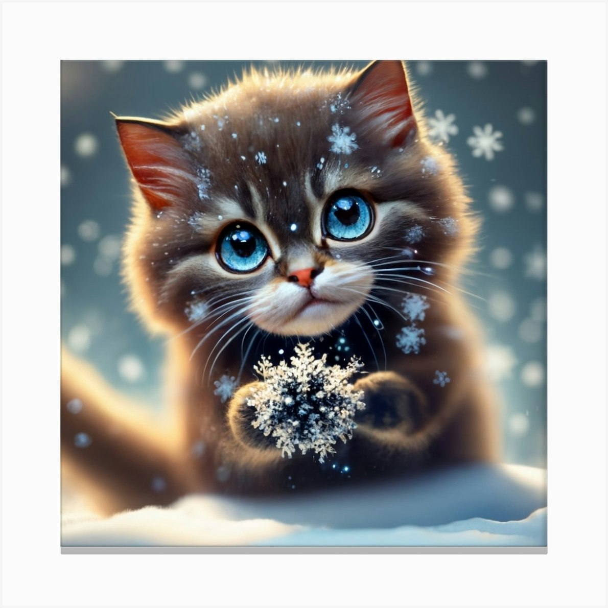 Snowflake Kitten Canvas Print by ArtDecors Fy