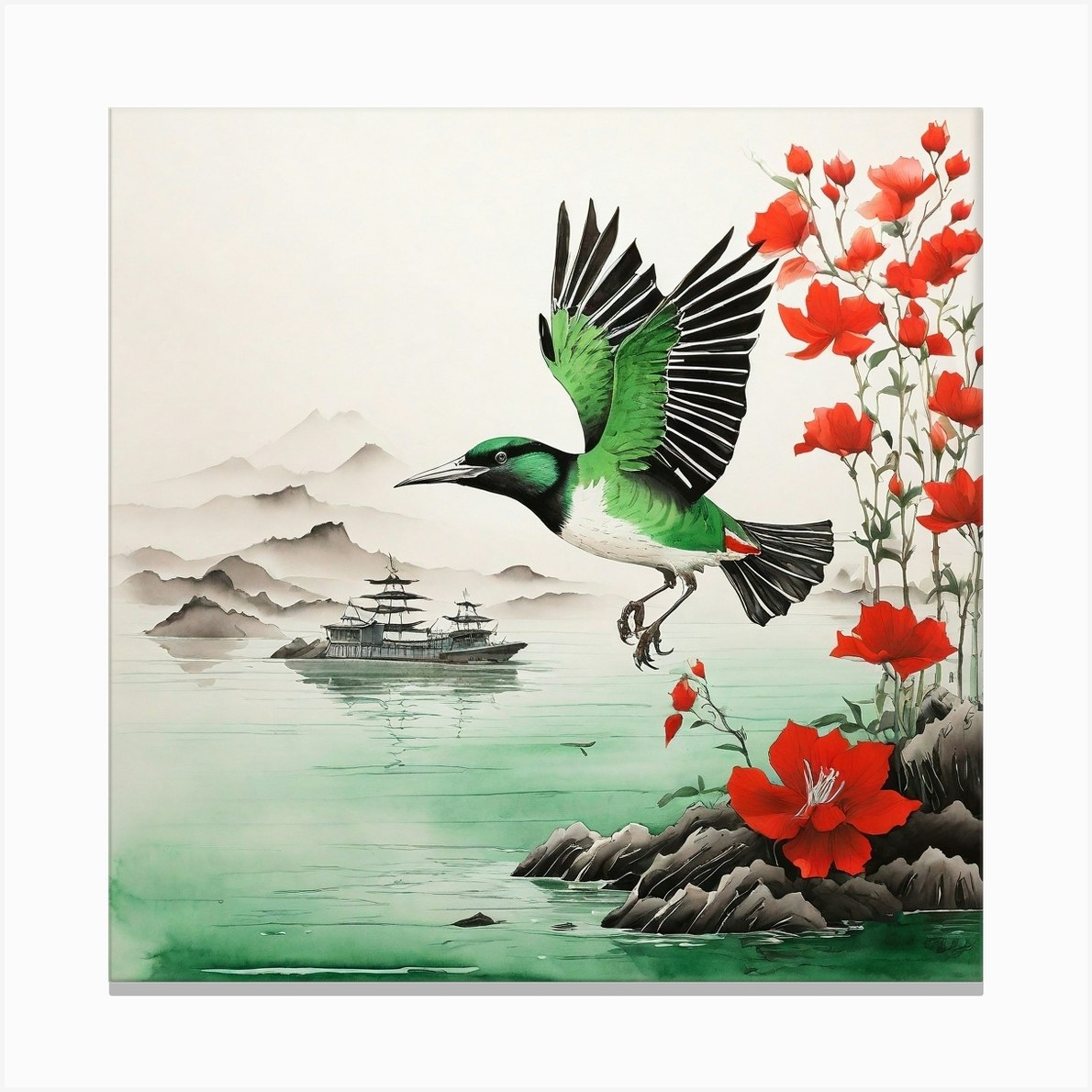 Asian Bird Canvas Print by Rozal Digital Art - Fy