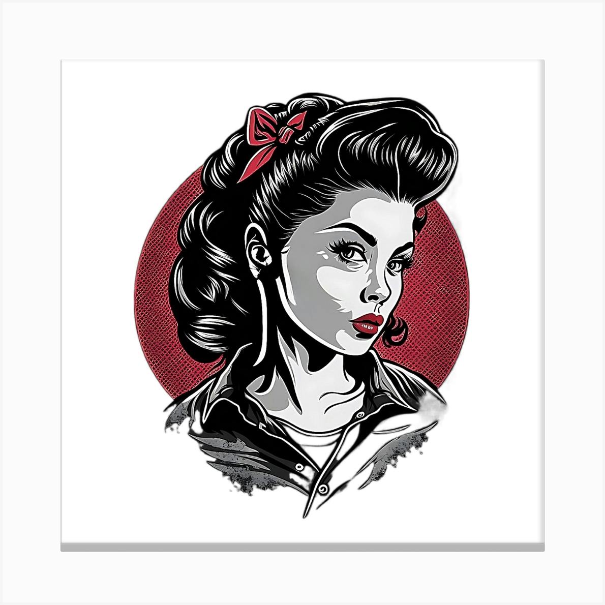 Rockabilly VIntage Pinup Girl Art Print by Kiki Kitsune - Fy