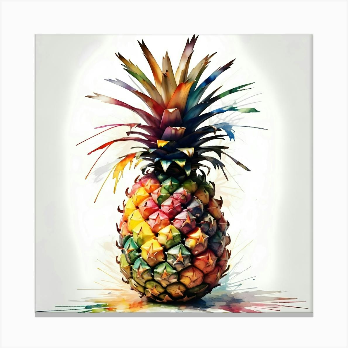 Abstract Illuminated Pineapple Sketch Canvas Print by Indie