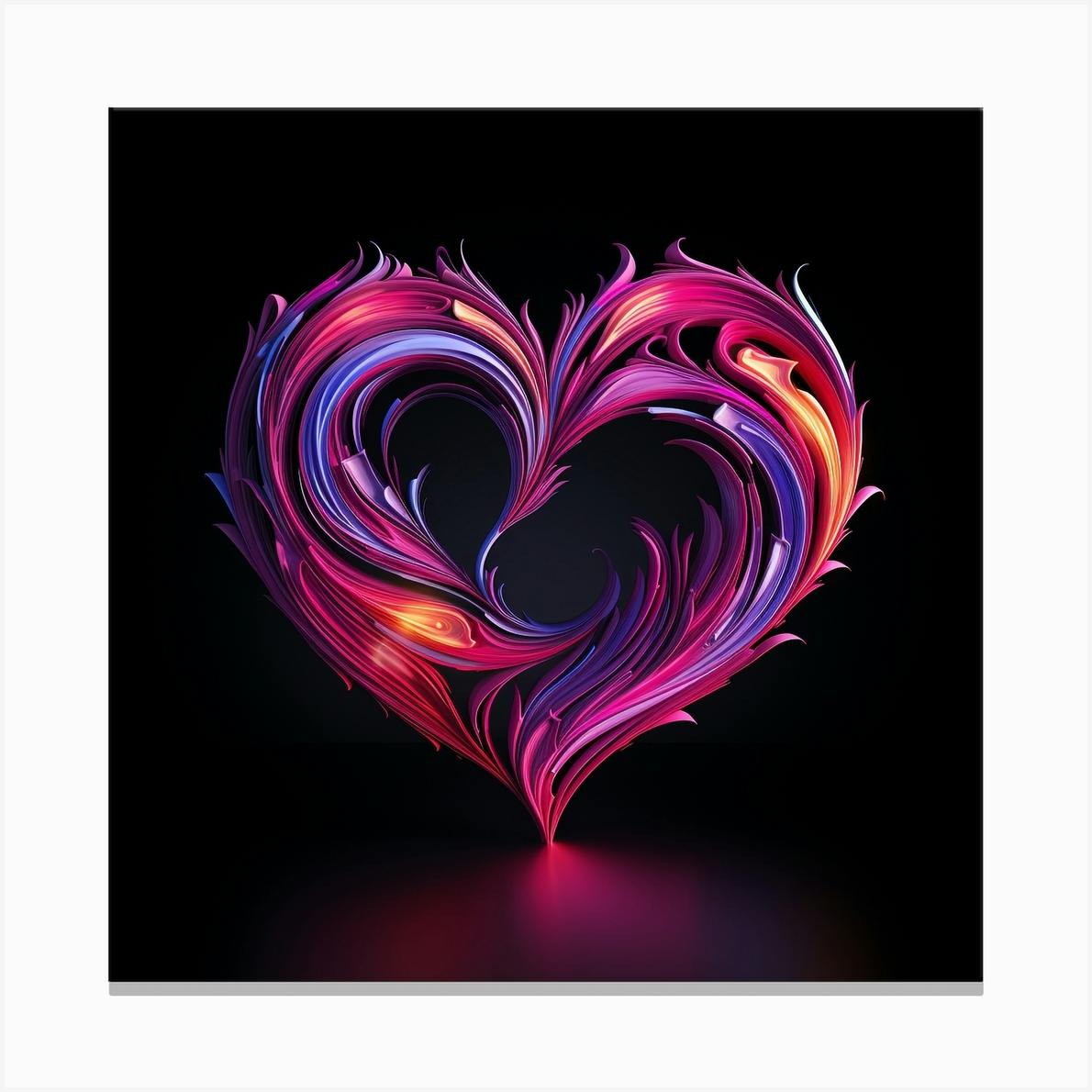 ARTCANVAS I authentic Love You Neon Heart Canvas Art Print