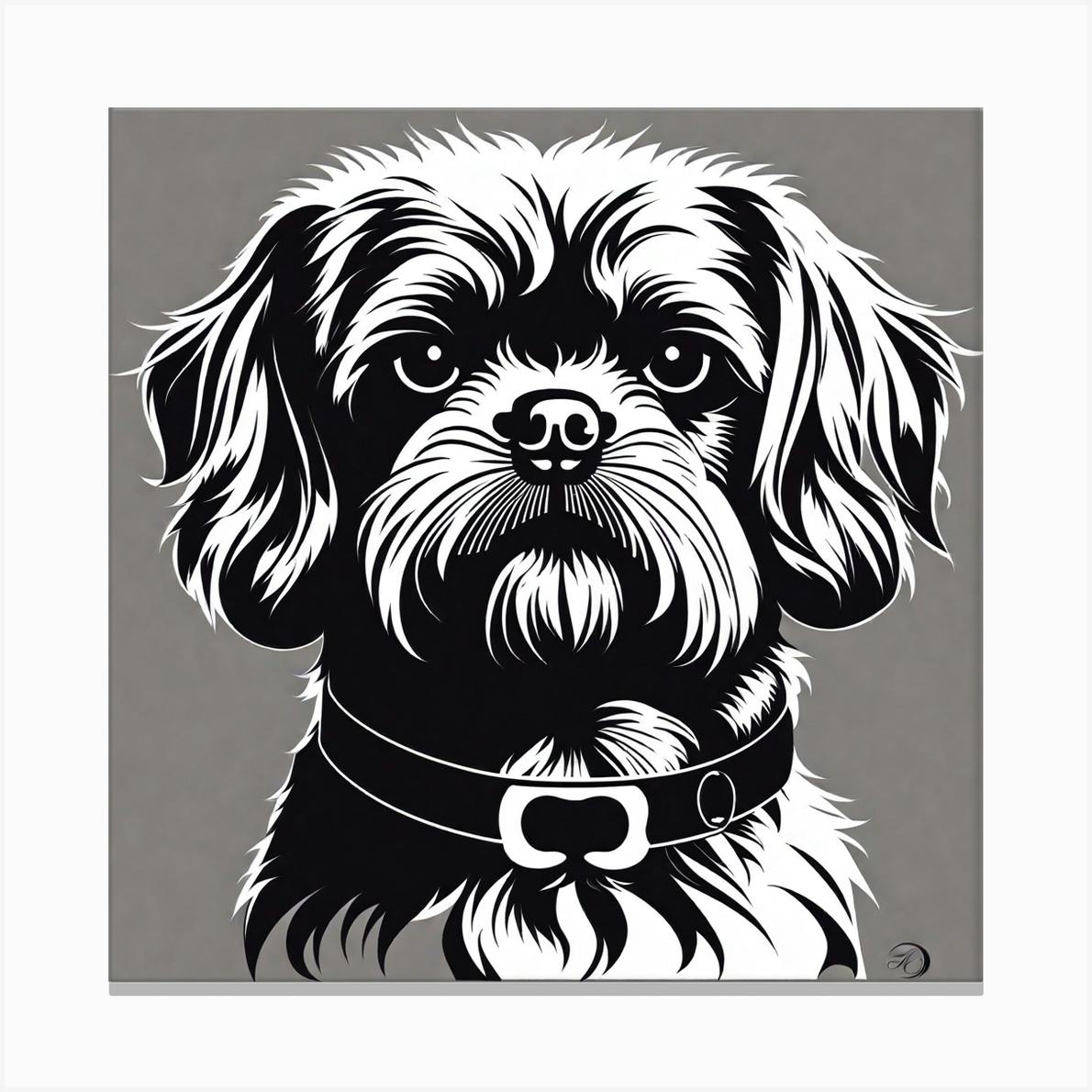 Black and white dog wall art sale
