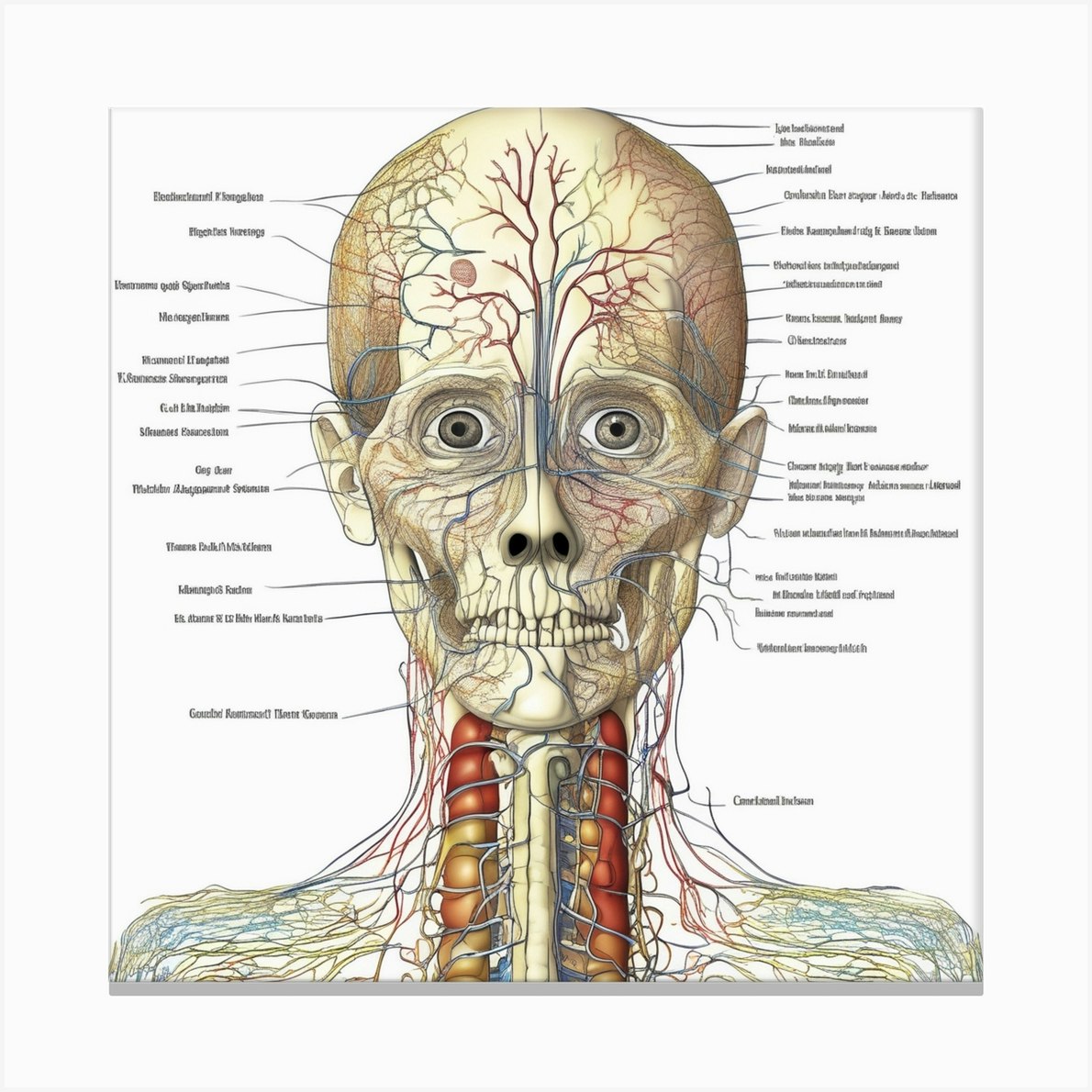 Anatomy Of The Head And Neck 1 Canvas Print by Pat4U Biology Diagrams