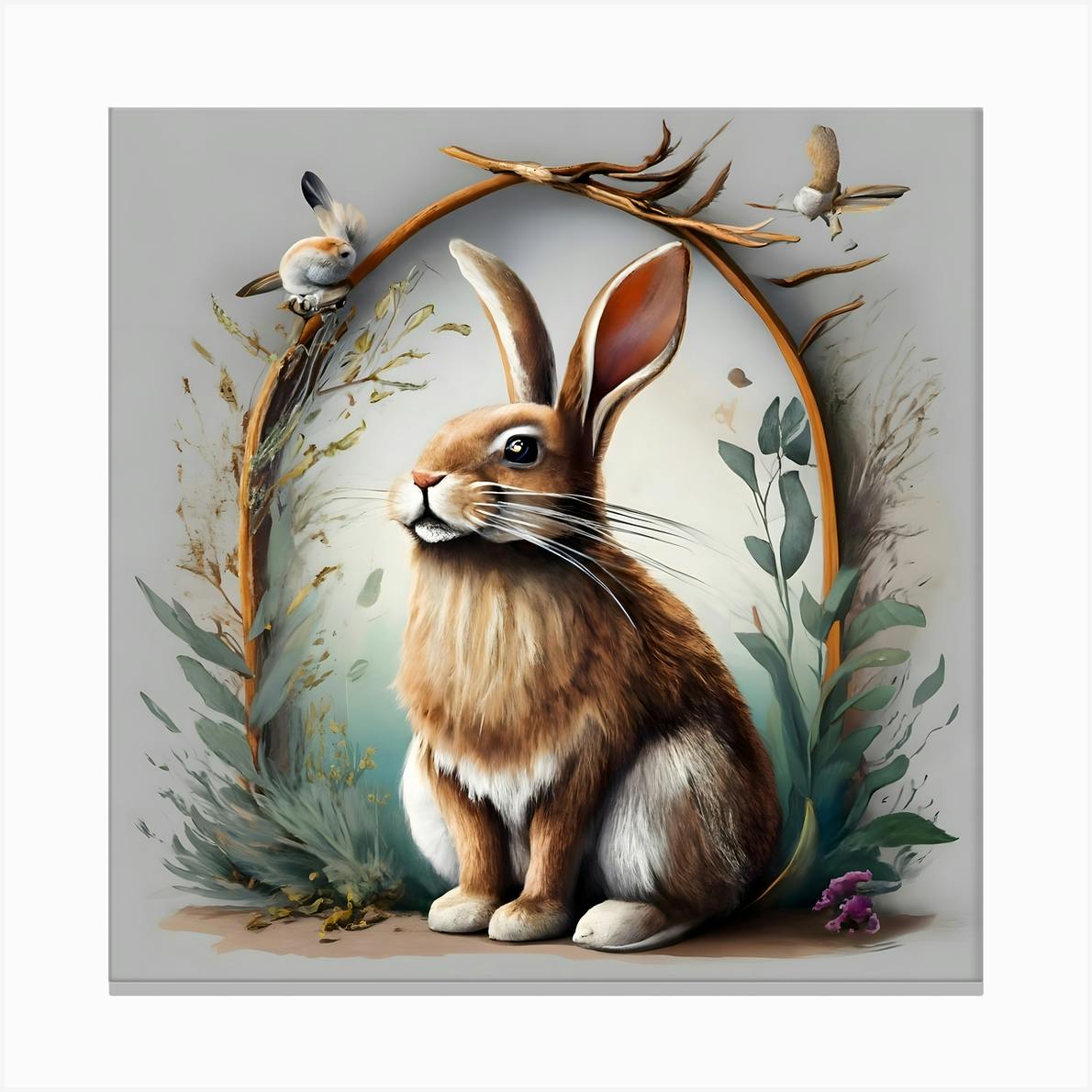 Painting art Rabbit 2023, deals natural canvas hand painted, size 40*50 cm, 16*20 inch