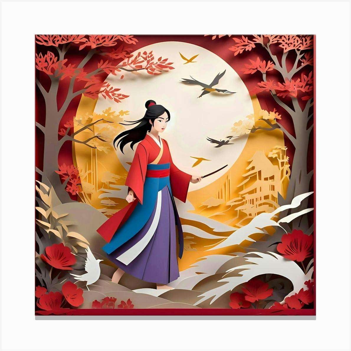 Mulan 8x10 hand good painted animation cel