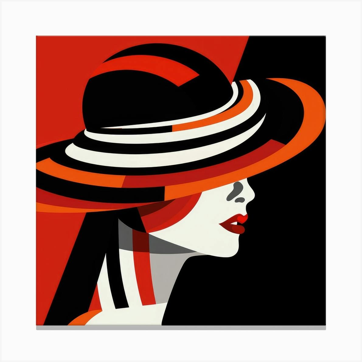 Elegant Red Hat Lady buy Print on Canvas 30 in x 20 in.