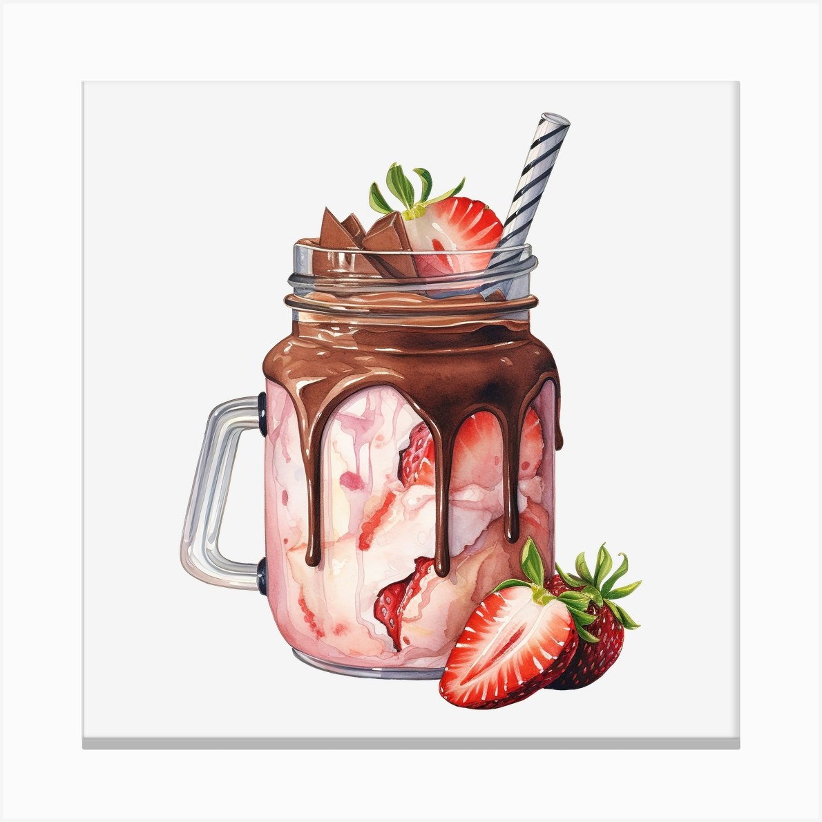 Strawberry Milkshake 6 Canvas Print by Fomo Creative - Fy