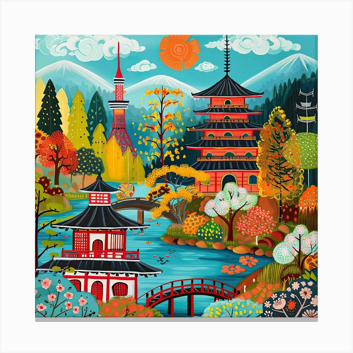 Kids Travel Illustration Japan 2 Art Print by Scribble