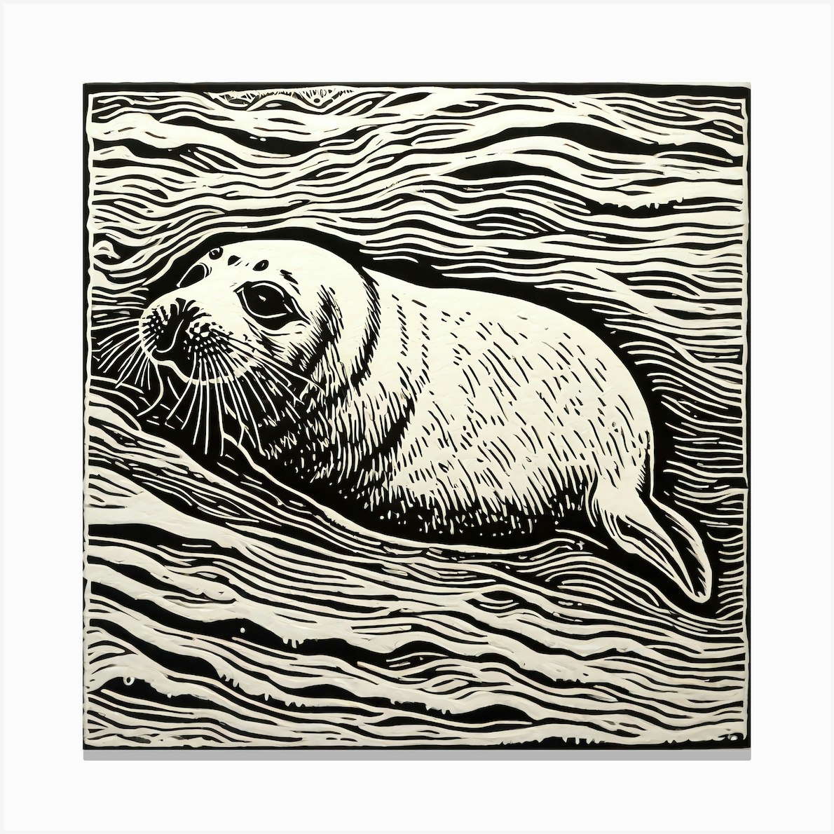 Seal Linocut Canvas Print By Two Six Media Fy