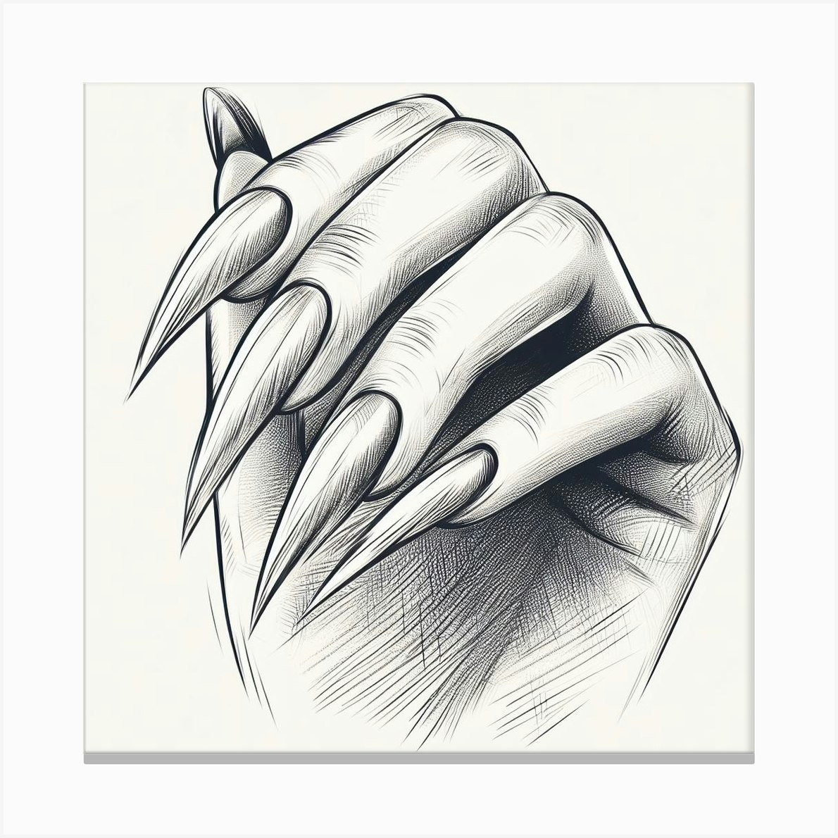 Woman'S Nails Sketch Canvas Print by Canvas Elegance - Fy