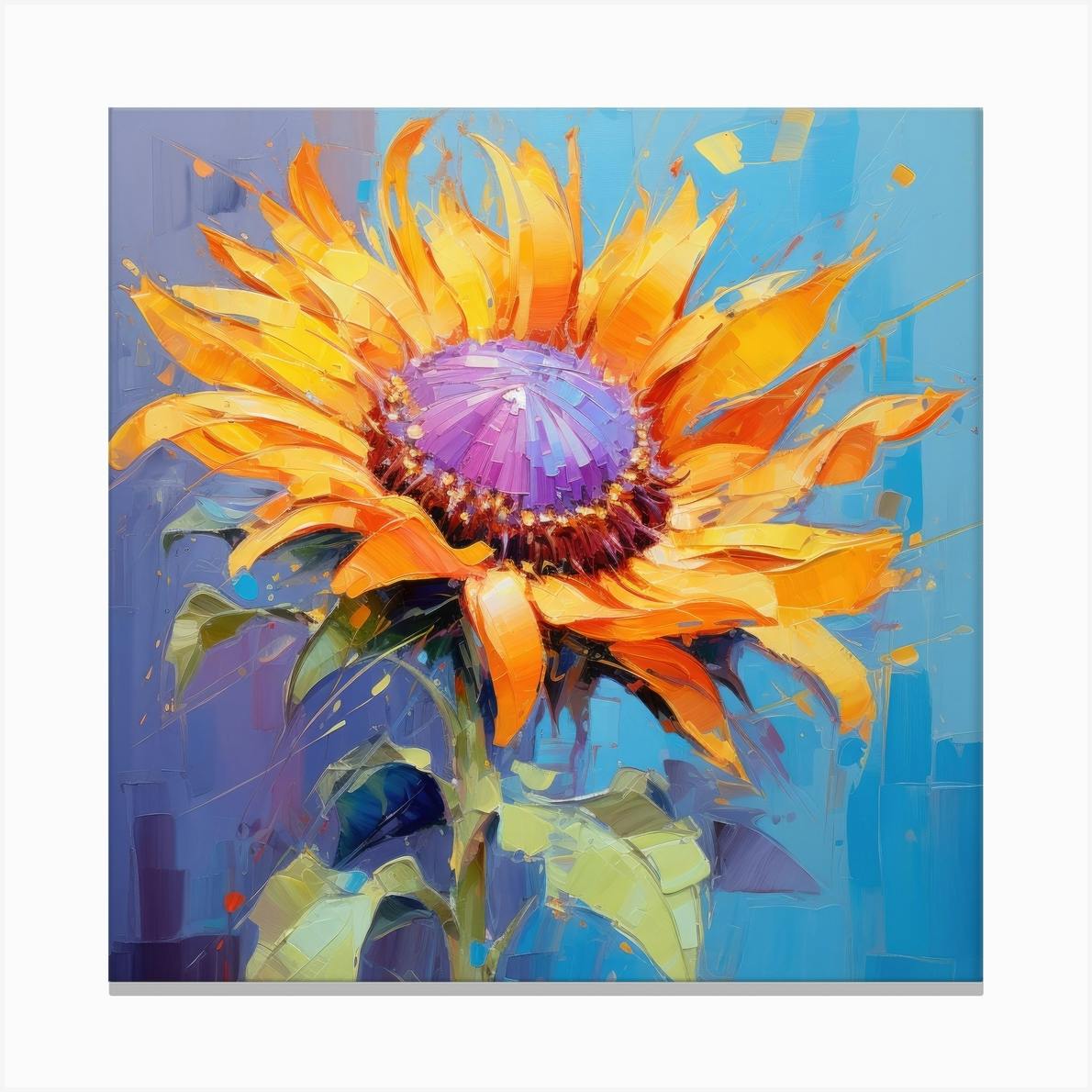 Sunflower, Made-to-Order Painting, Round Canvas, Original Art, Abstract Oil Painting, palette 2024 knife work, Flowers Painting, impasto