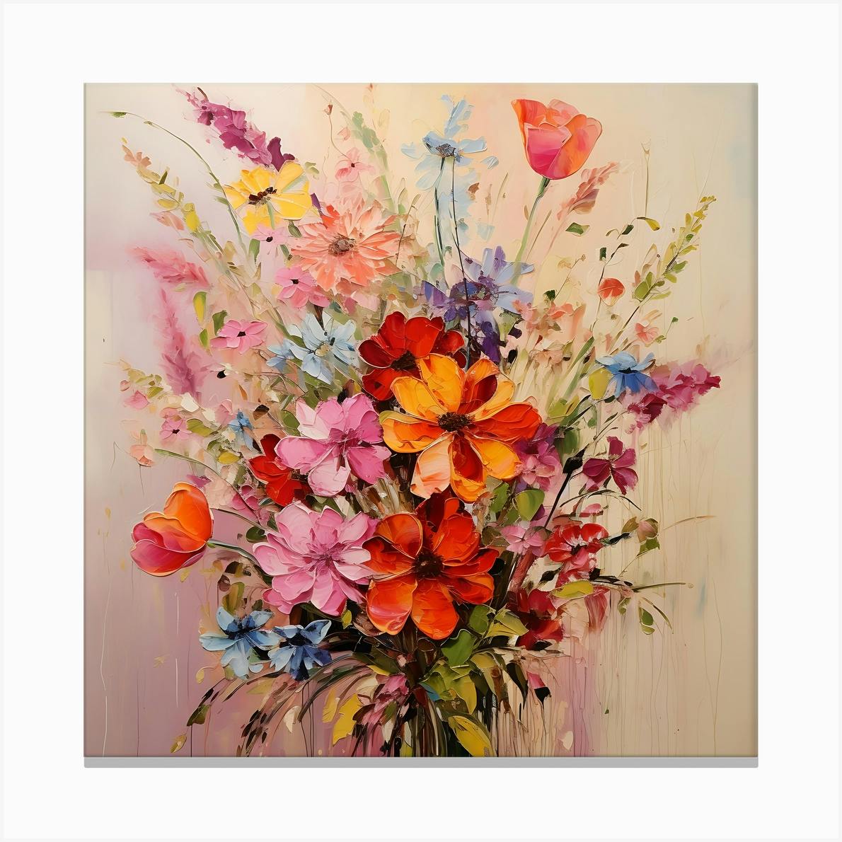 Flowers selling vase- Oil colors painting, print on canvas