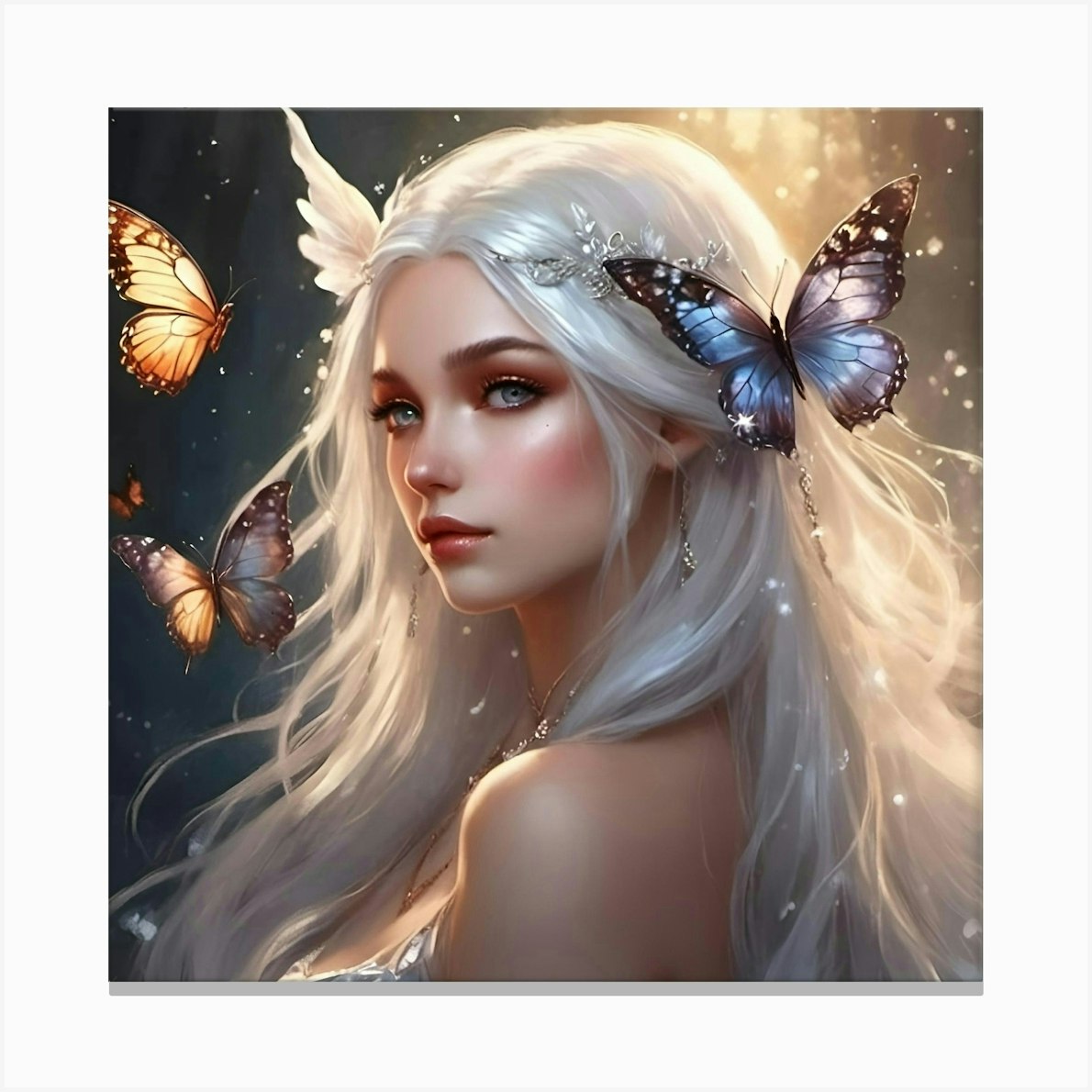 Fairy Girl With Butterflies Canvas Print by Fairydustart - Fy