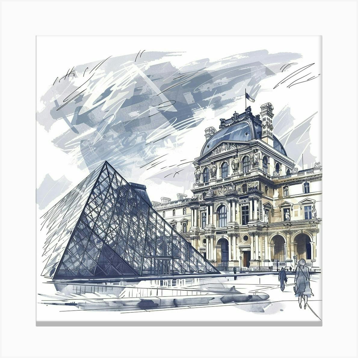 A Louvre Museum In Paris Hand Drawn Sketch Illus 1719915098