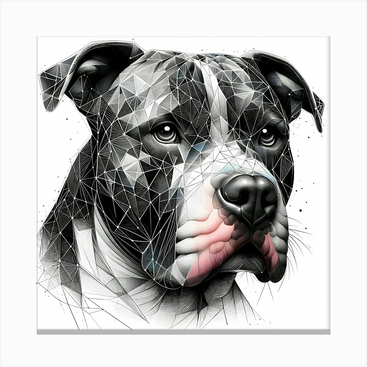Pitbull Head - Abstract Line Art Illustration 232 Art Print Pitbull Head - Abstract Line Art Illustration 232 Art Print