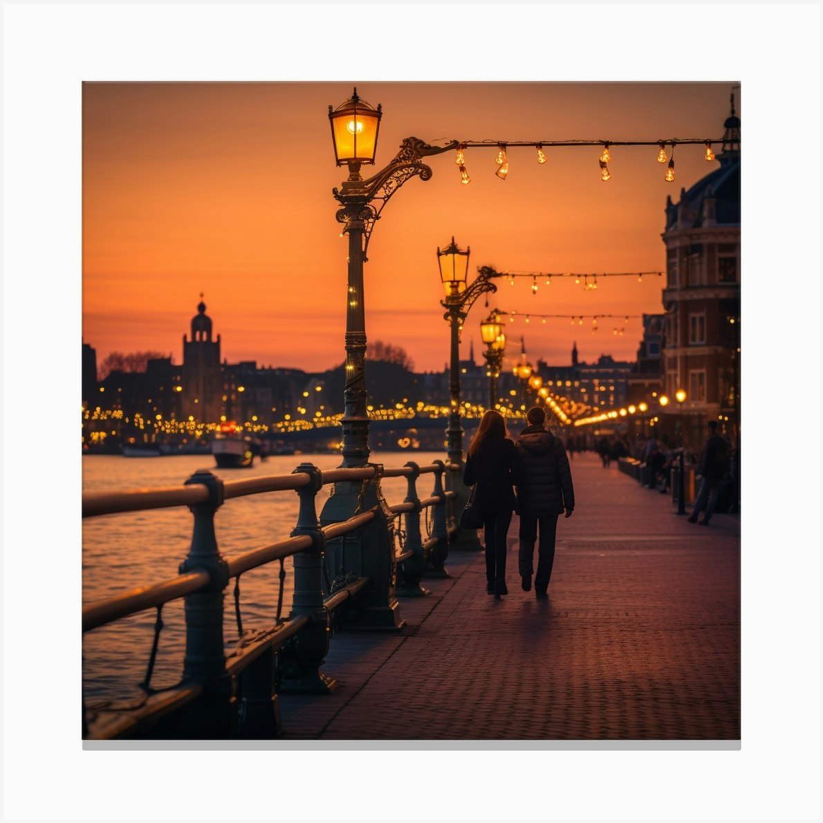 Sunset At Magere Brug Skinny Bridge Amsterdam 18 Canvas Print By Monika Fy 4656