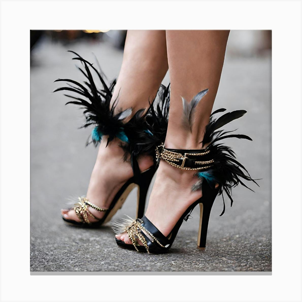 heels feather shoes design Canvas Print by Soul in AI Fy