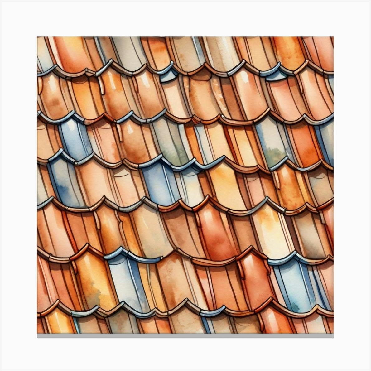 Roof tiles canvas Roof tiles print Roof tiles decor Roof tiles photo Roof tiles wall art Abstraction wall art Abstraction home decor deals Print