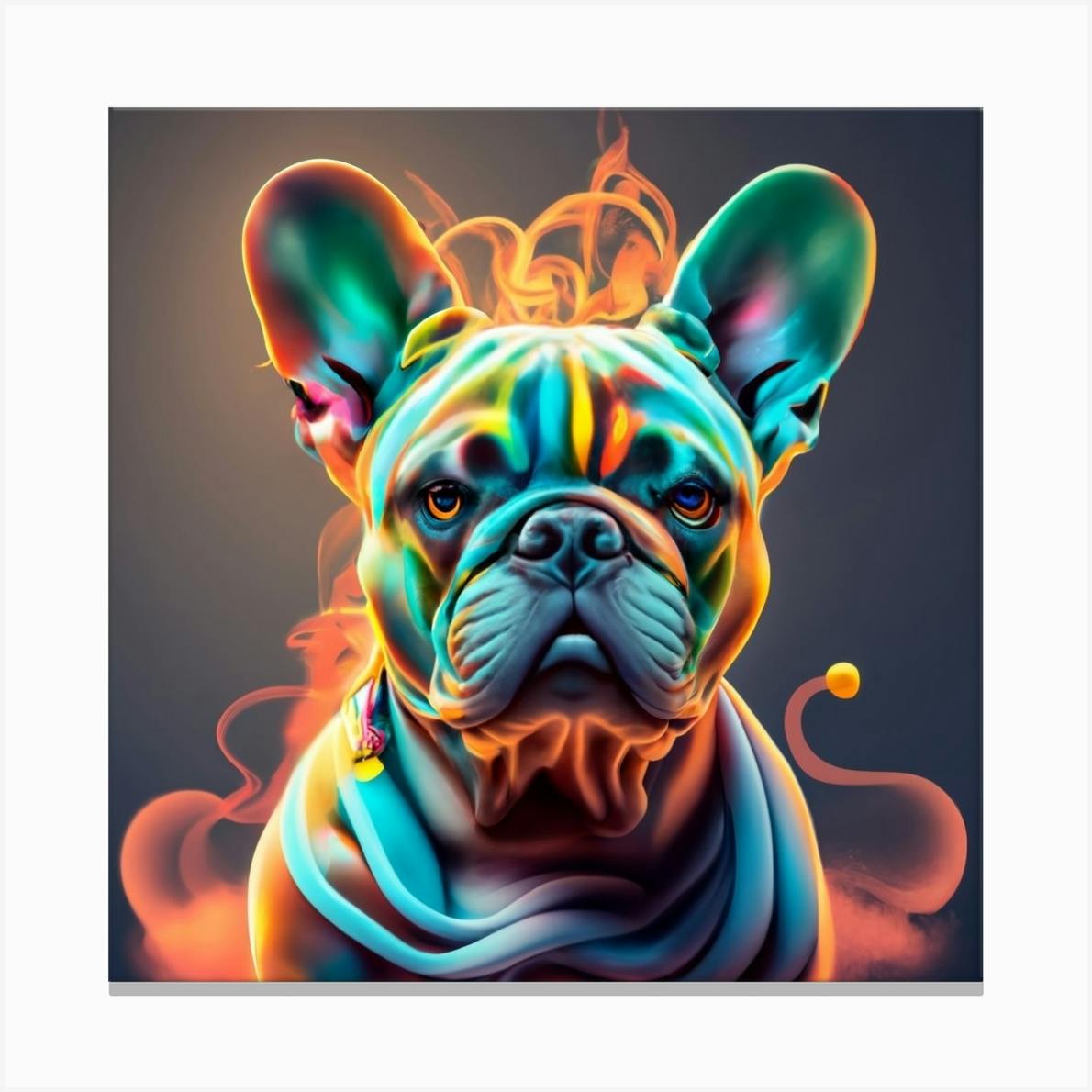 Colorful french sale bulldog painting