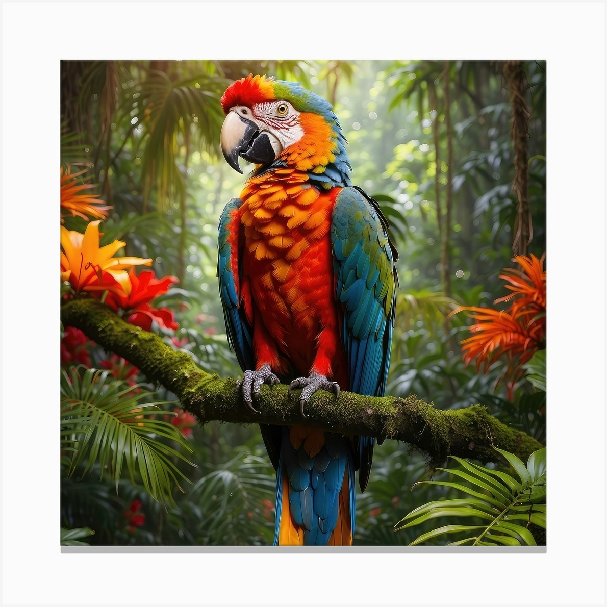 Parrot In The Jungle Canvas Print by Prachodayat Artworks - Fy