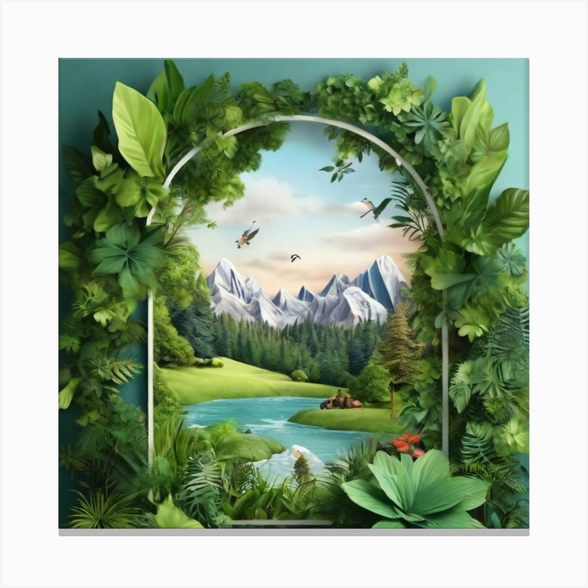 Landscape In A Frame Canvas Print by Soka Art Fy