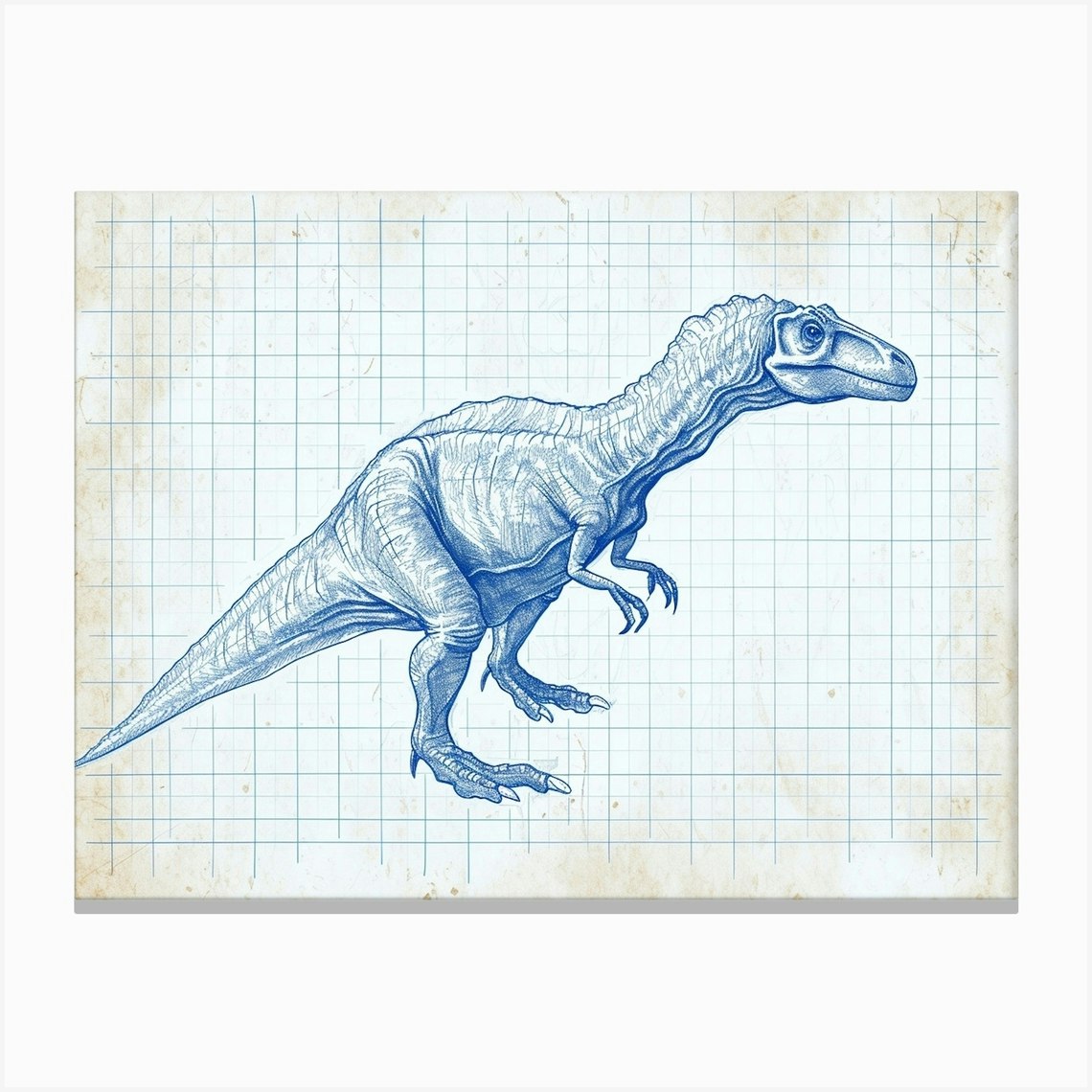 Detailed Allosaurus Dinosaur Blueprint Canvas Print by Dino Delights - Fy