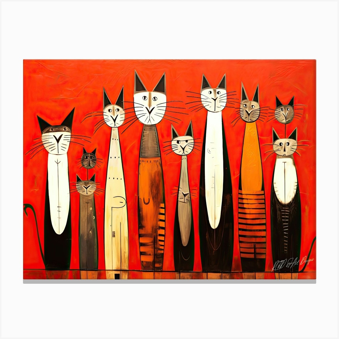 Types Of Cats Family Of Cats Canvas Print by SykArt Designs Fy