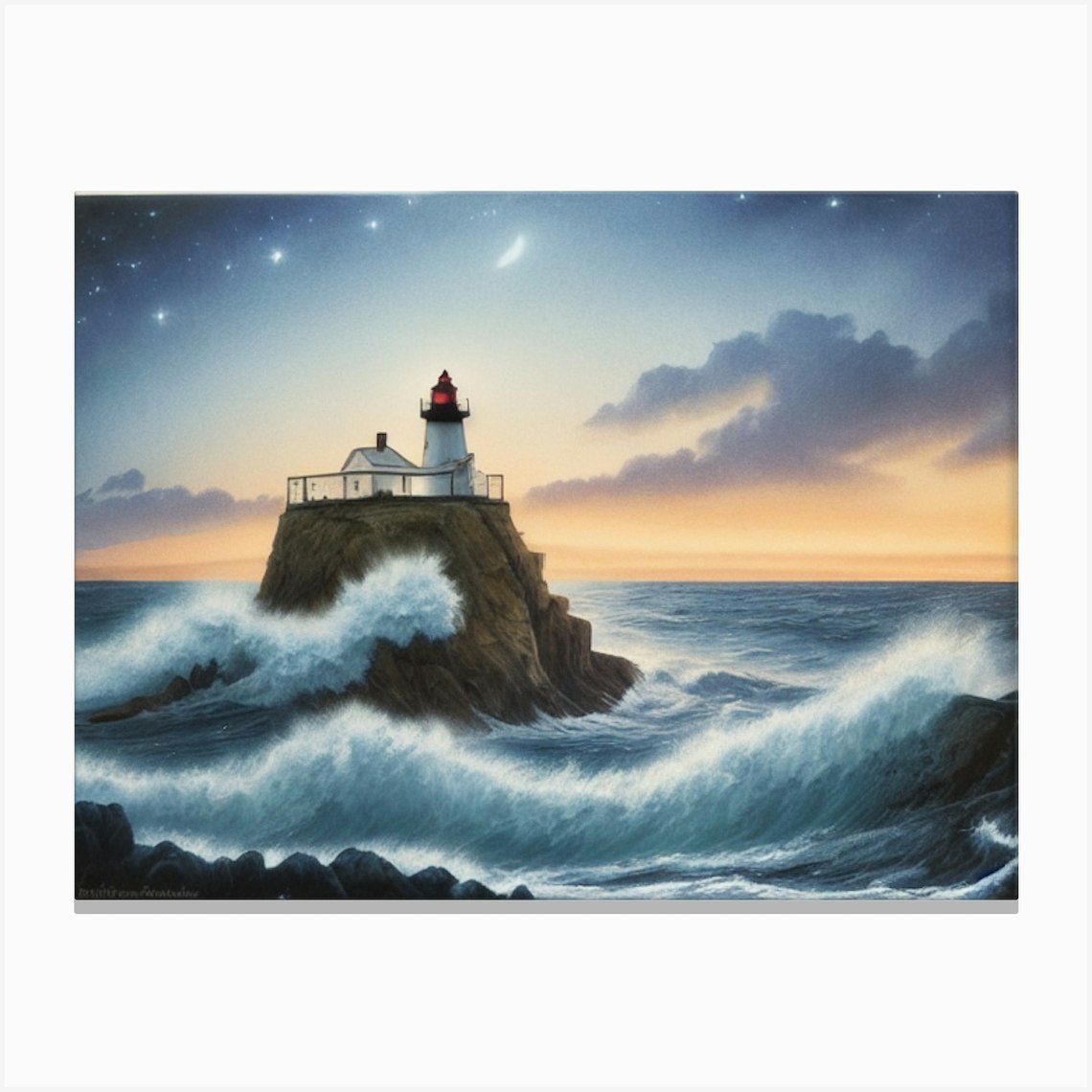 Lighthouse And The Raging Sea 17 Canvas Print by StrangeForce - Fy