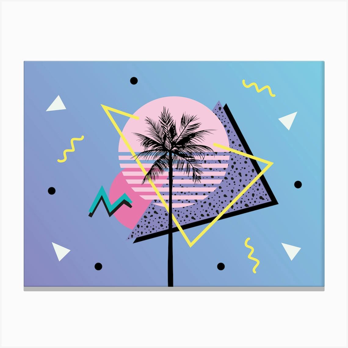 Memphis Pattern Retro Vaporwave 80s Nostalgia Palmtree
