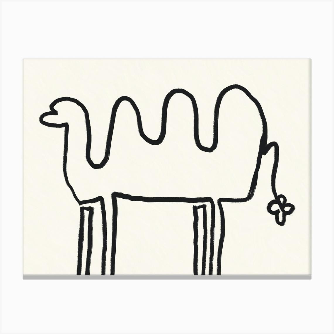 Camel line art 02 Canvas Print by Little Dean Fy