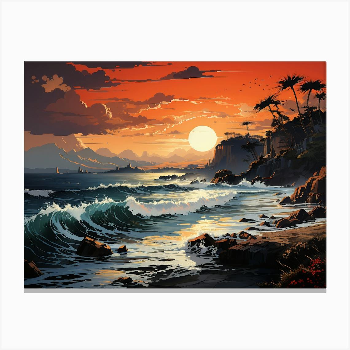 Minted sunset at the sold beach print