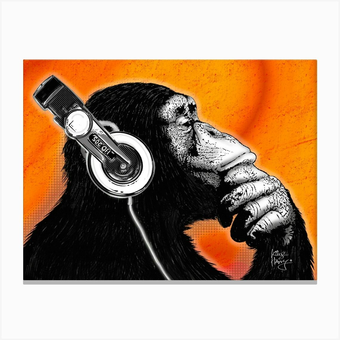 Monkey DJ | Street art Art Print by POP ART WORLD - Fy