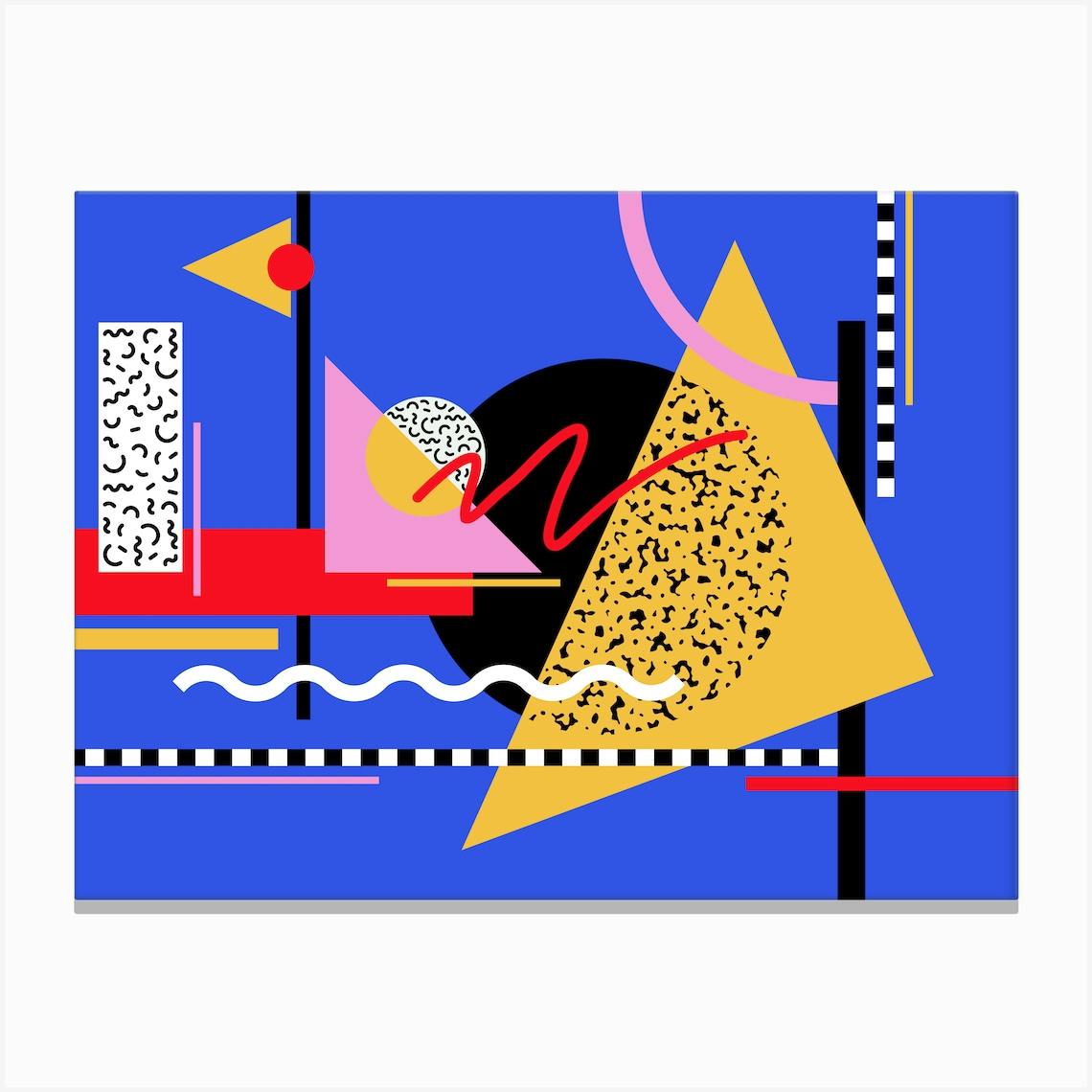 Memphis Patter Checkered Retro 80s Art Art Print by Studio