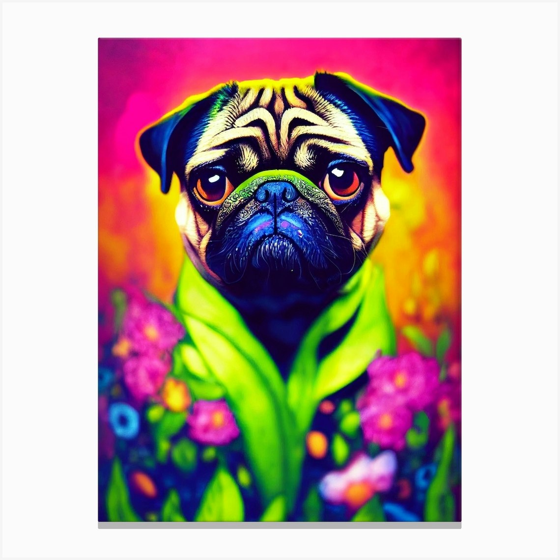 Colorful Pug Dog Canvas Print by Gloria Sánchez Art Fy