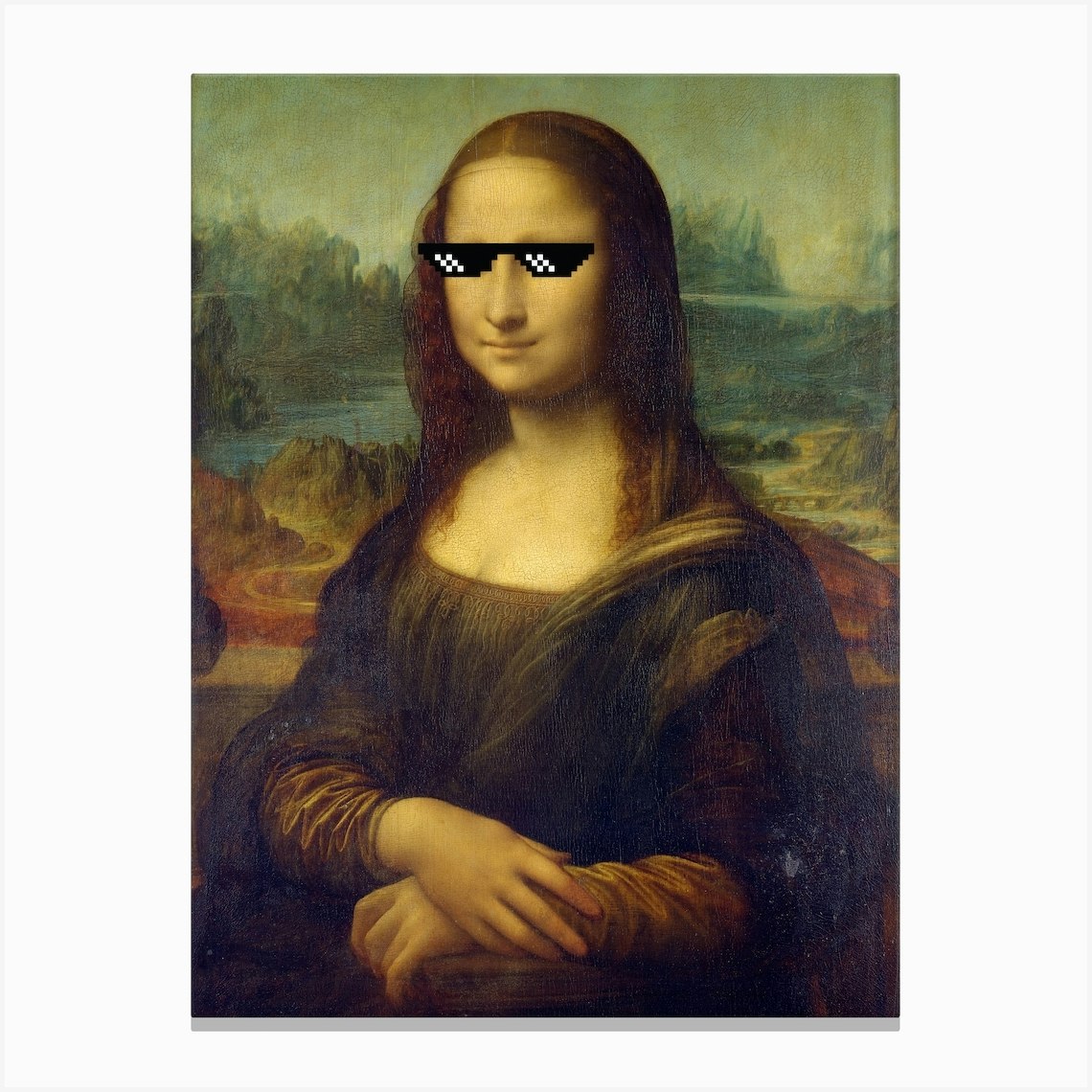 Funny Mona Lisa Meme Shades Sun Glasses Internet Meme Portrait Canvas ...