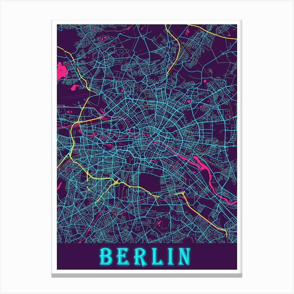 Berlin Map Poster 1 Canvas Print by DoubleT - Fy