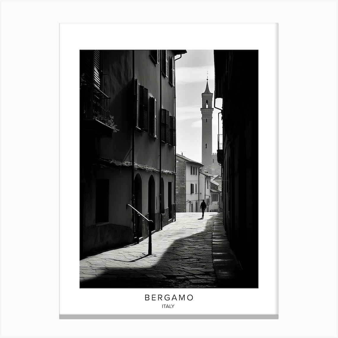 Poster Of Bergamo Italy Black And White Analogue Photography 4 Canvas