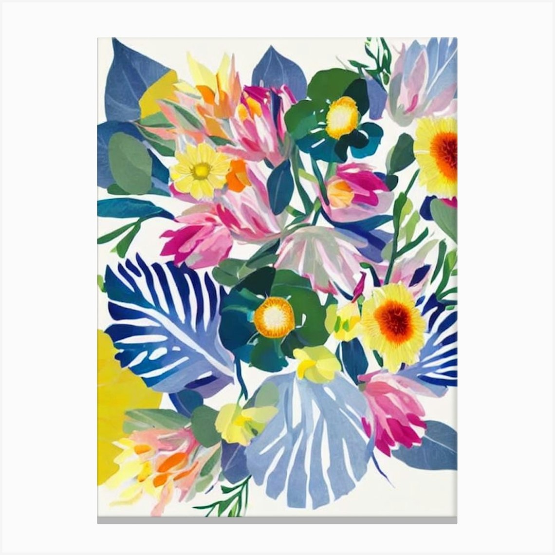 Proteas Modern Colourful Canvas Print by The Artsy Florist Fy